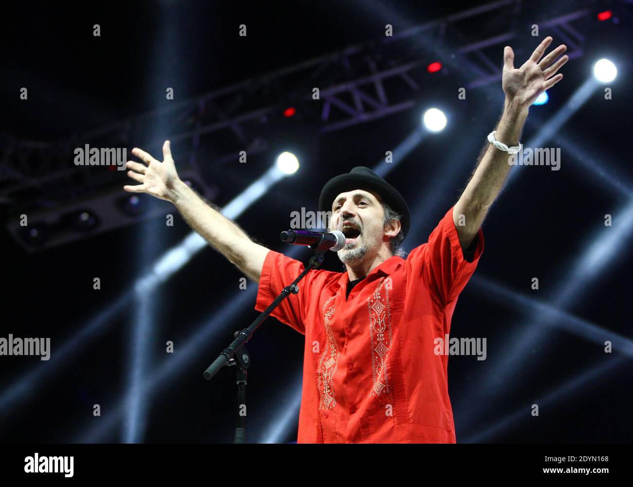 French singer's Sergent Garcia performs during a concert as part of the Catalans Workers Festival in Argeles-sur-Mer, near Perpignan, south of France on June 29, 2013. Photo by Michel Clementz/ABACAPRESS.COM Stock Photo