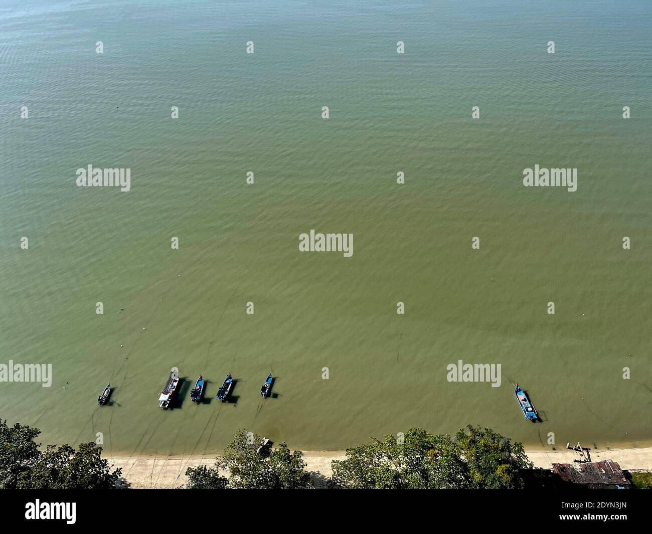Aerial photo of fisherman village in Teluk Kumbar, Penang, Malaysia Stock Photo