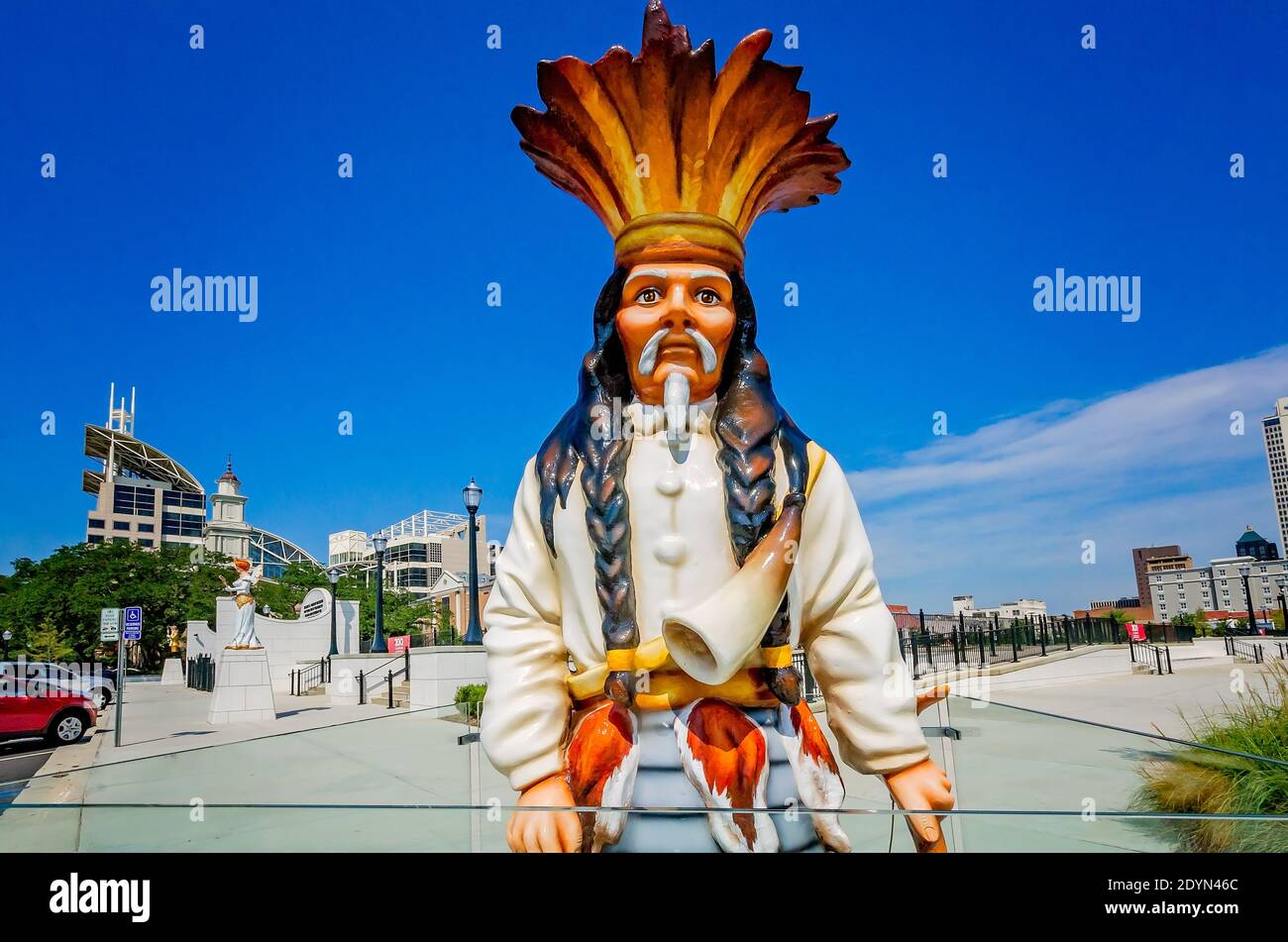 Joe Cain, dressed as fictional Choctaw Chief Slacabamorinico, is