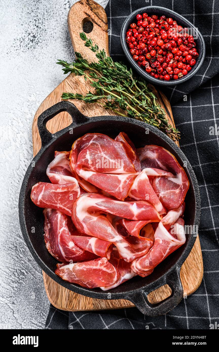 Coppa, Capocollo, Capicollo meat popular italian antipasto food. White