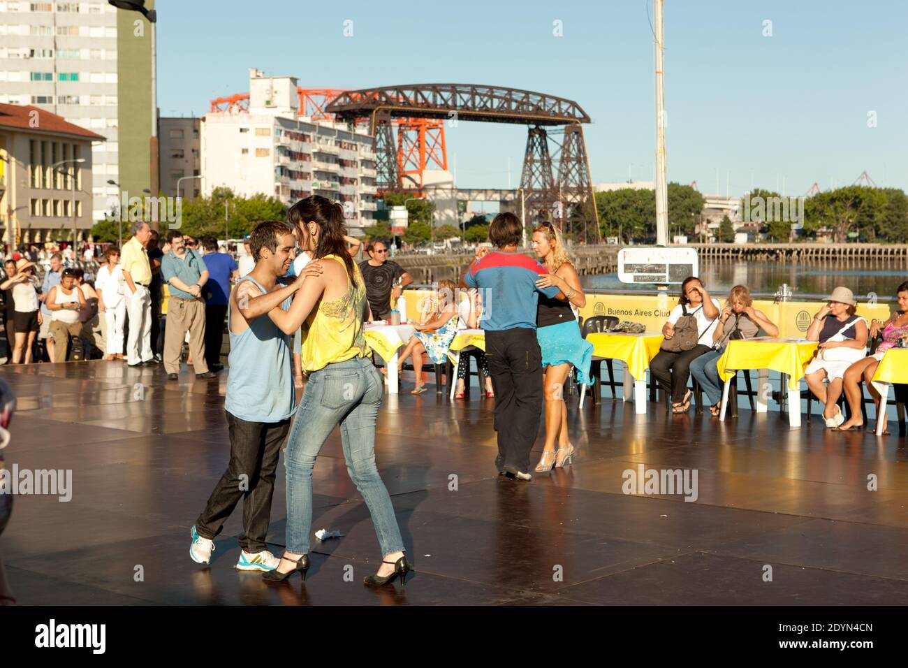 Argentina, Buenos Aires - Locals dancing tango in a festival in La Boca. Stock Photo