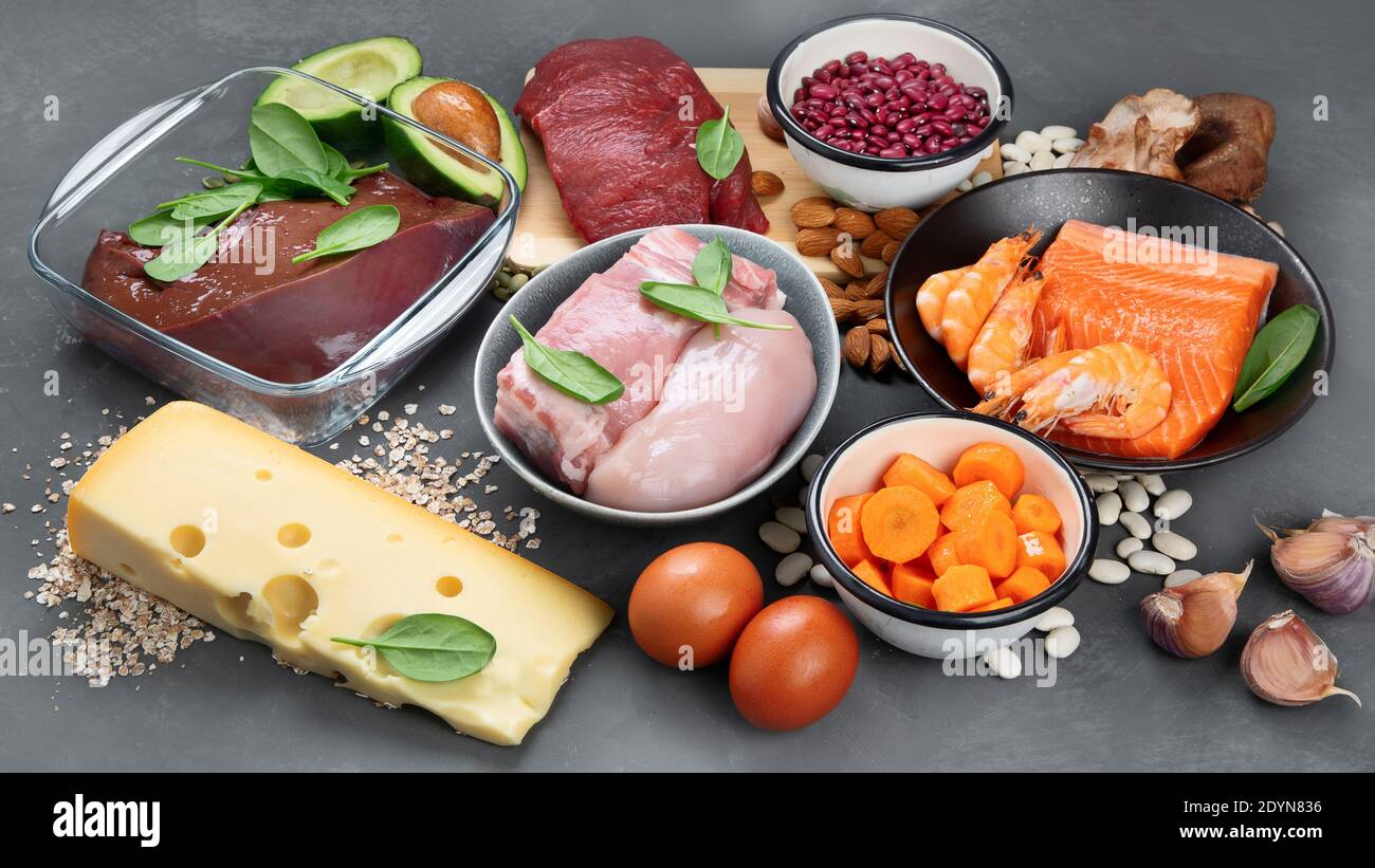 Healthy sources of zinc. Healthy eating and diet concept. Natural products containing zinc