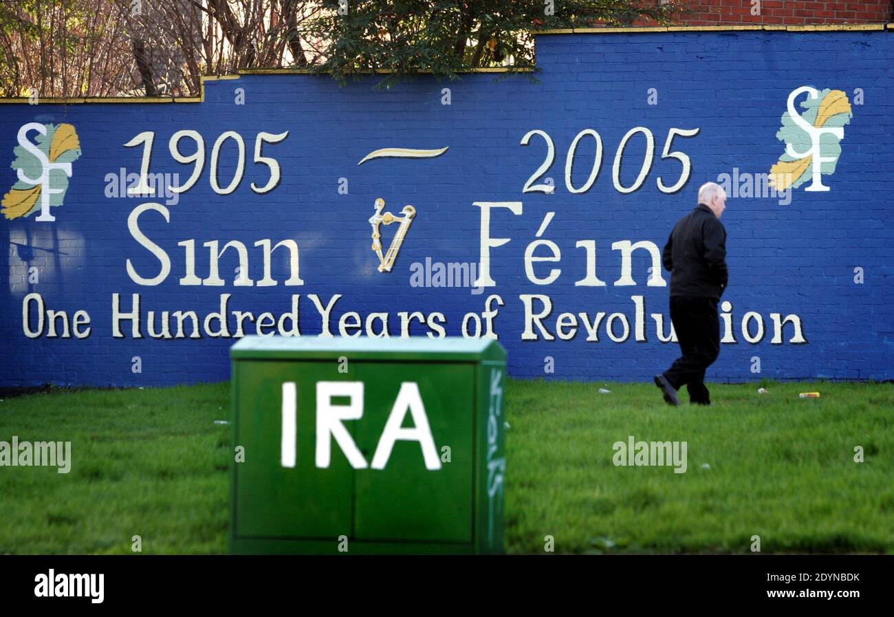 File photo dated 07/12/04 of an IRA mural in Belfast. The IRA wanted to freeze Sinn Fein out of proposed backchannel talks with the British about ending the Troubles, according to state archives. Stock Photo