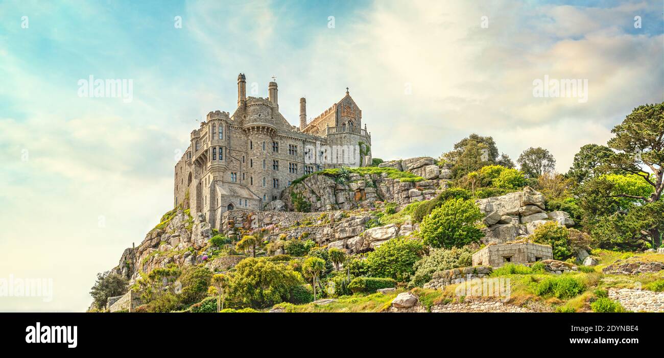 St Michael's Mount, Cornwall, England, seen from below Stock Photo