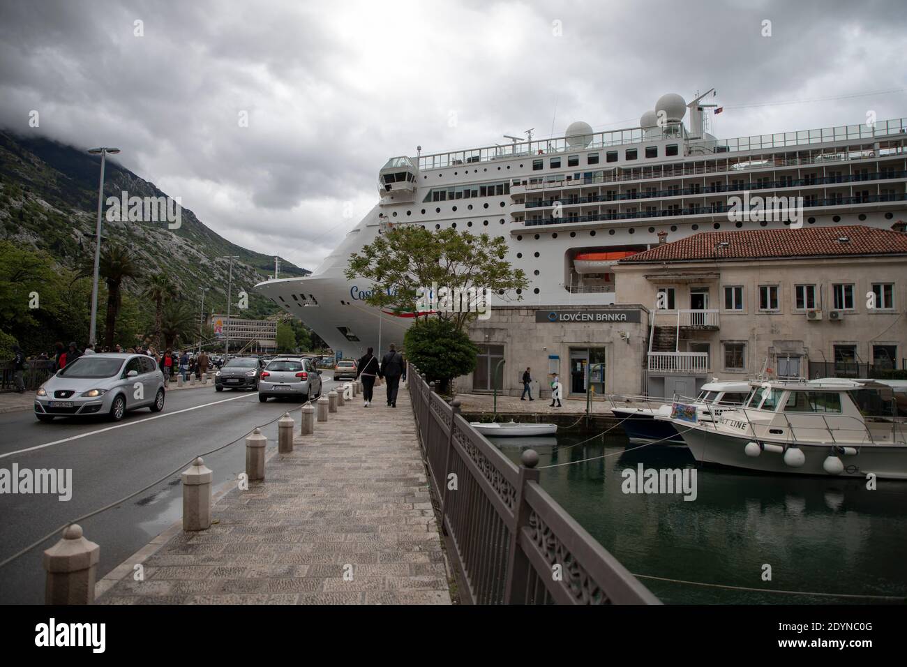 Montenegro, Apr 30, 2019: View of the Port of Kotor Stock Photo