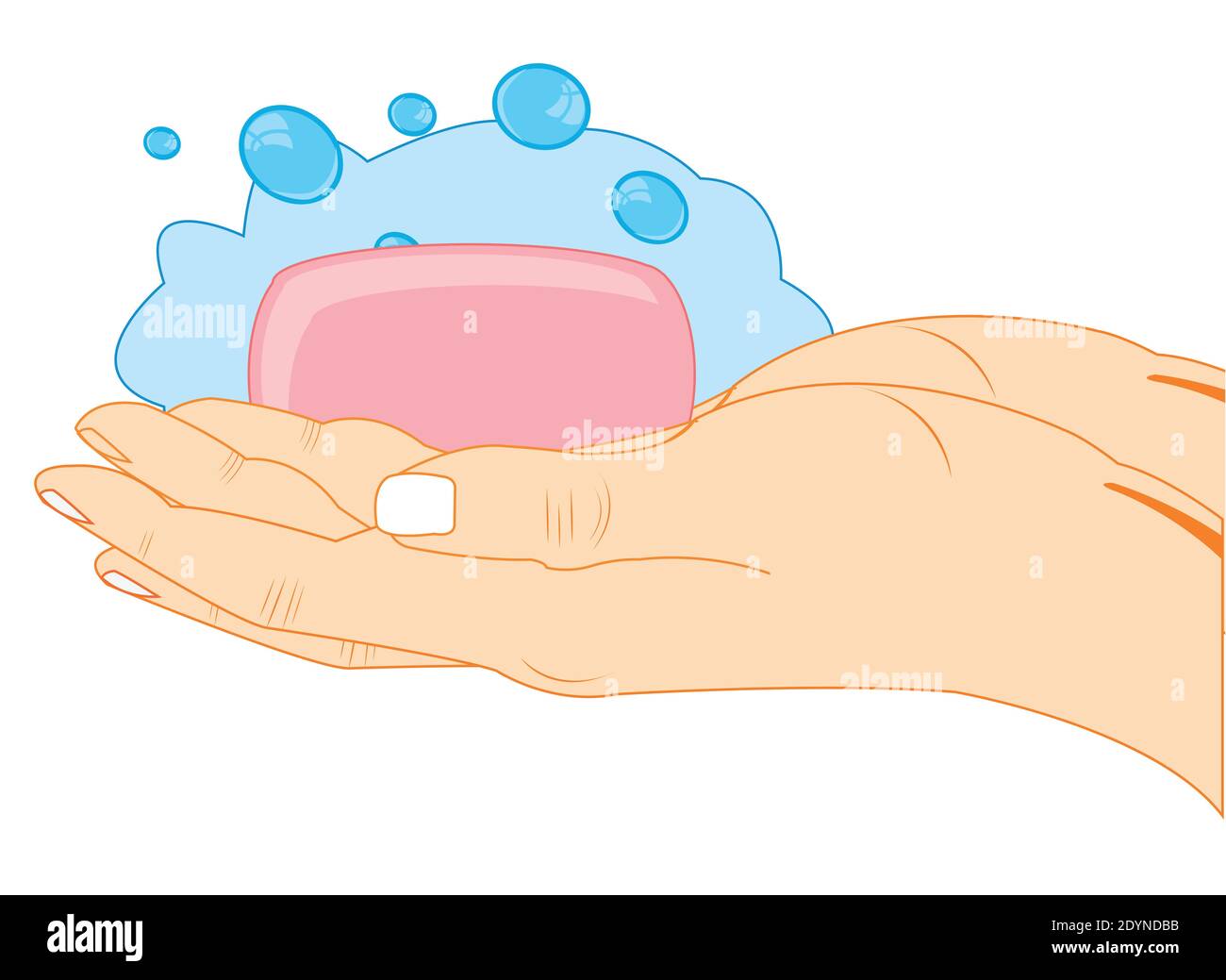 Vector illustration of the hands of the person washing hands with soap Stock Vector