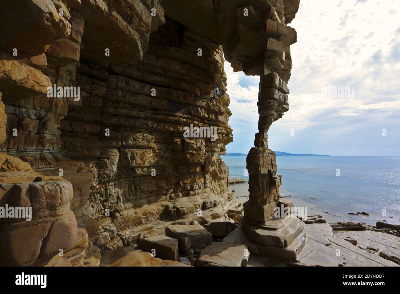 Rocks by the sea in Dalian; geological wonder; famous tourist attraction Stock Photo