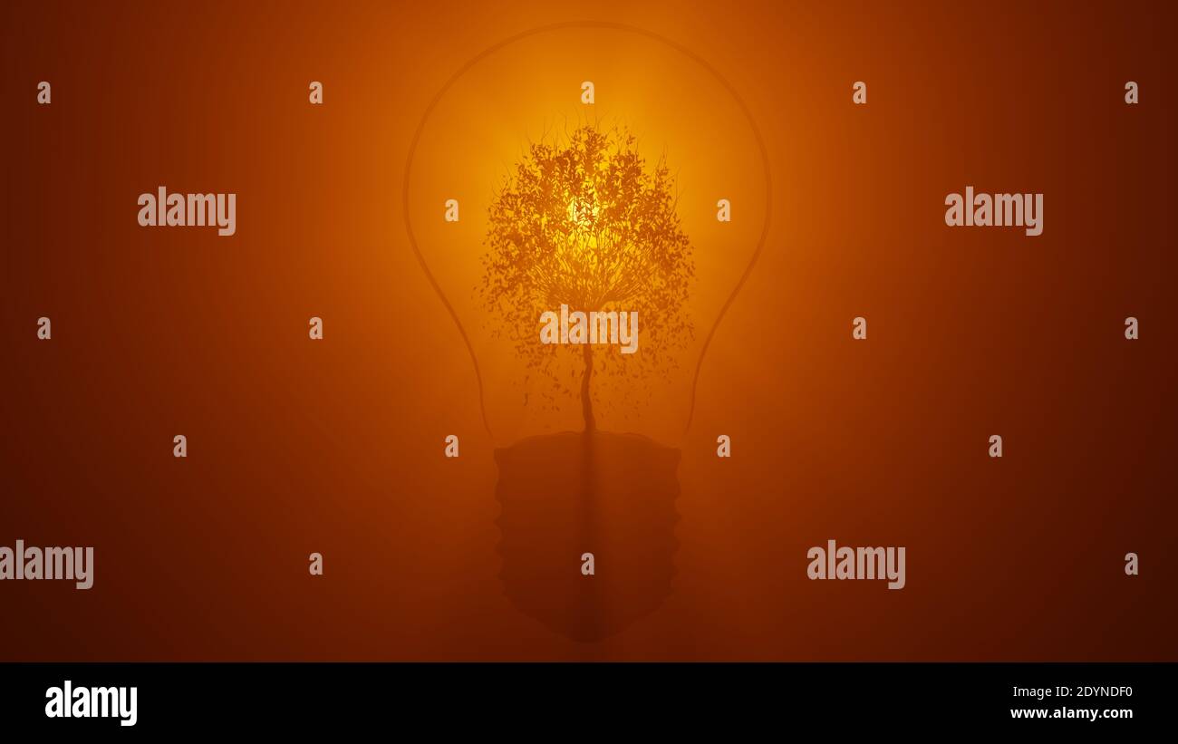 Light bulb with tree inside. Green Energy Concept. 3D rendering Stock ...