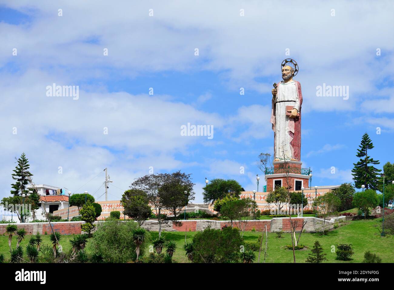 Statue of Saint Peter, Monumento (a) San Pedro, Alausi, Chimborazo Province, Ecuador Stock Photo