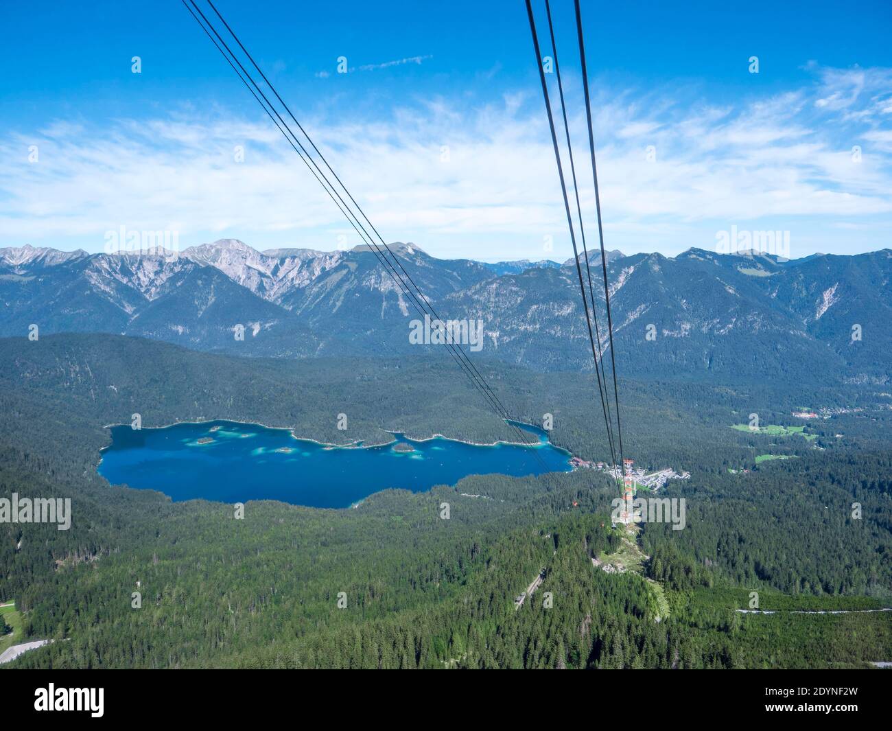 Cable car Zugspitze valley station at Eibsee lake, Grainau, Allgaeu