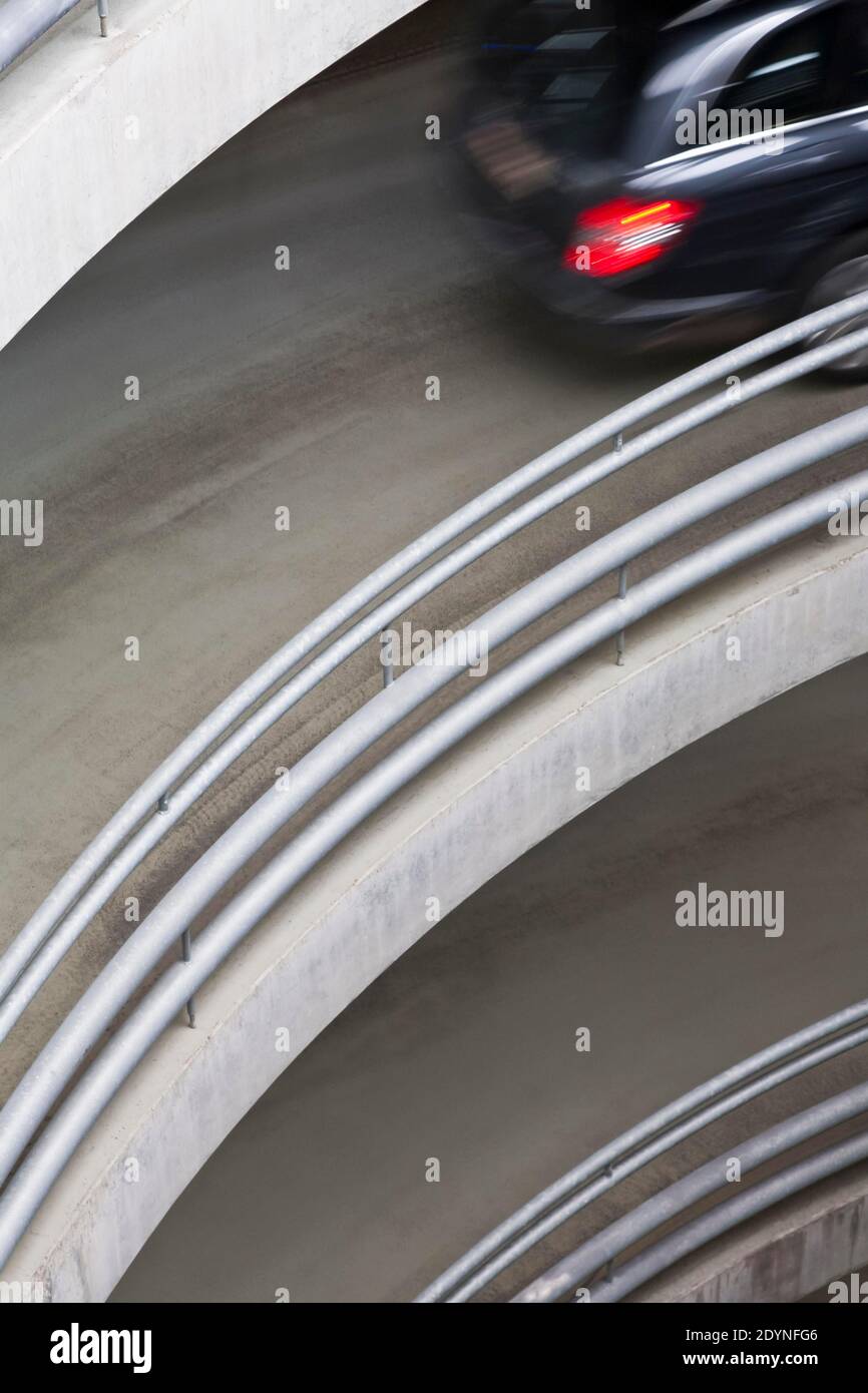 Car at the entrance of a parking garage, Ulm, BadenWuerttemberg