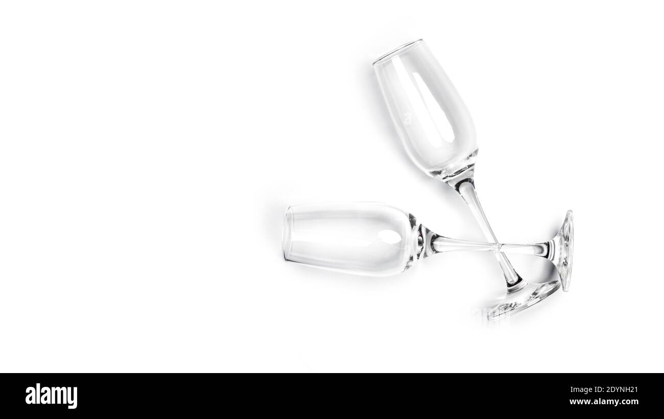 Champagne flutes on white background. High quality photo Stock Photo