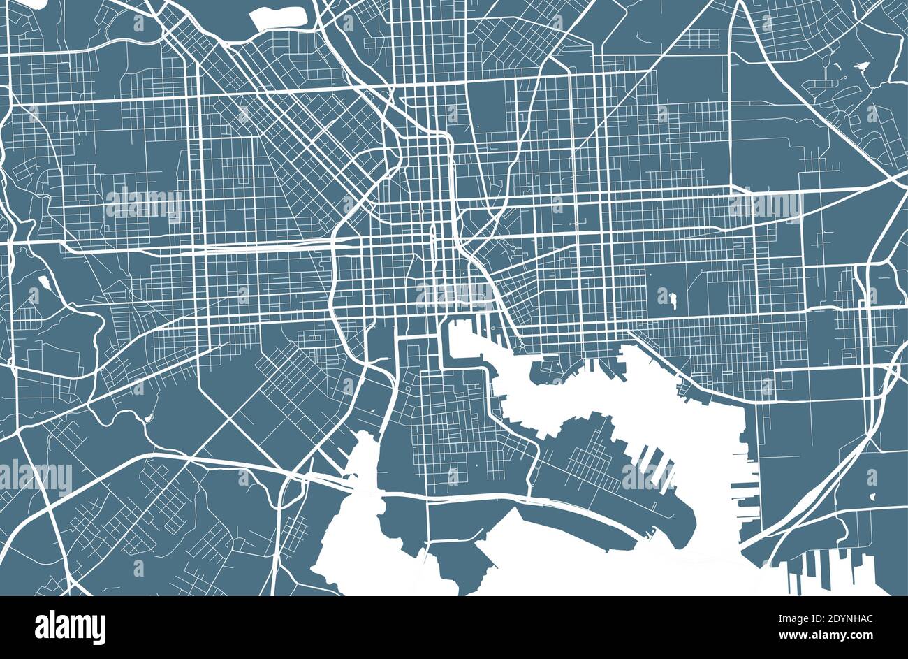 Detailed map of Baltimore city administrative area. Royalty free vector
