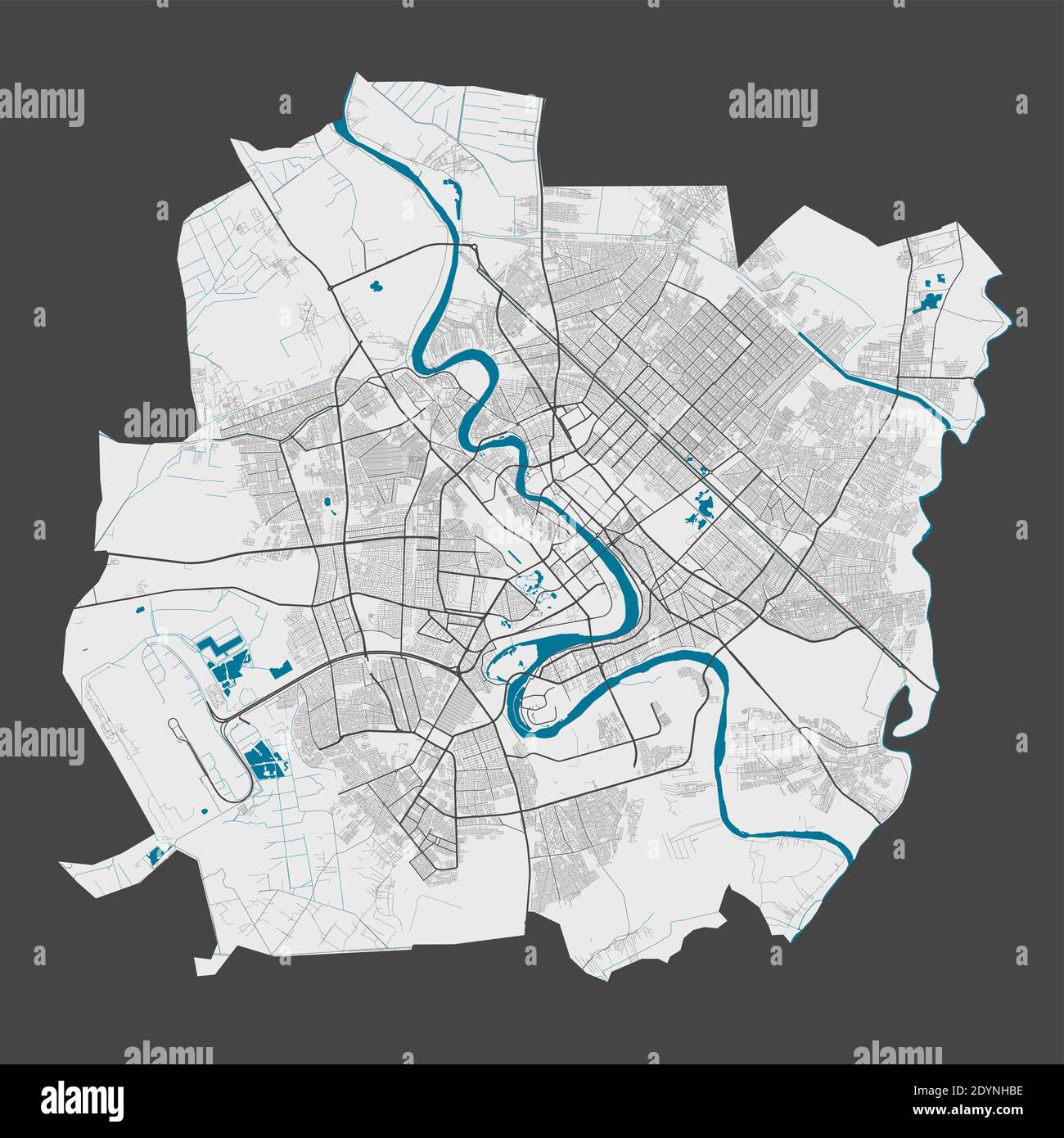 Baghdad Map Detailed Map Of Baghdad City Administrative Area Cityscape Panorama Royalty Free Vector Illustration Outline Map With Highways Street 2DYNHBE 