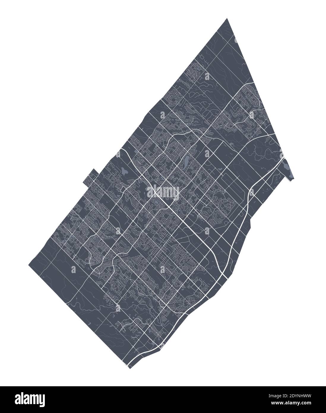 Brampton map. Detailed vector map of Brampton city administrative area. Cityscape poster metropolitan aria view. Stock Vector