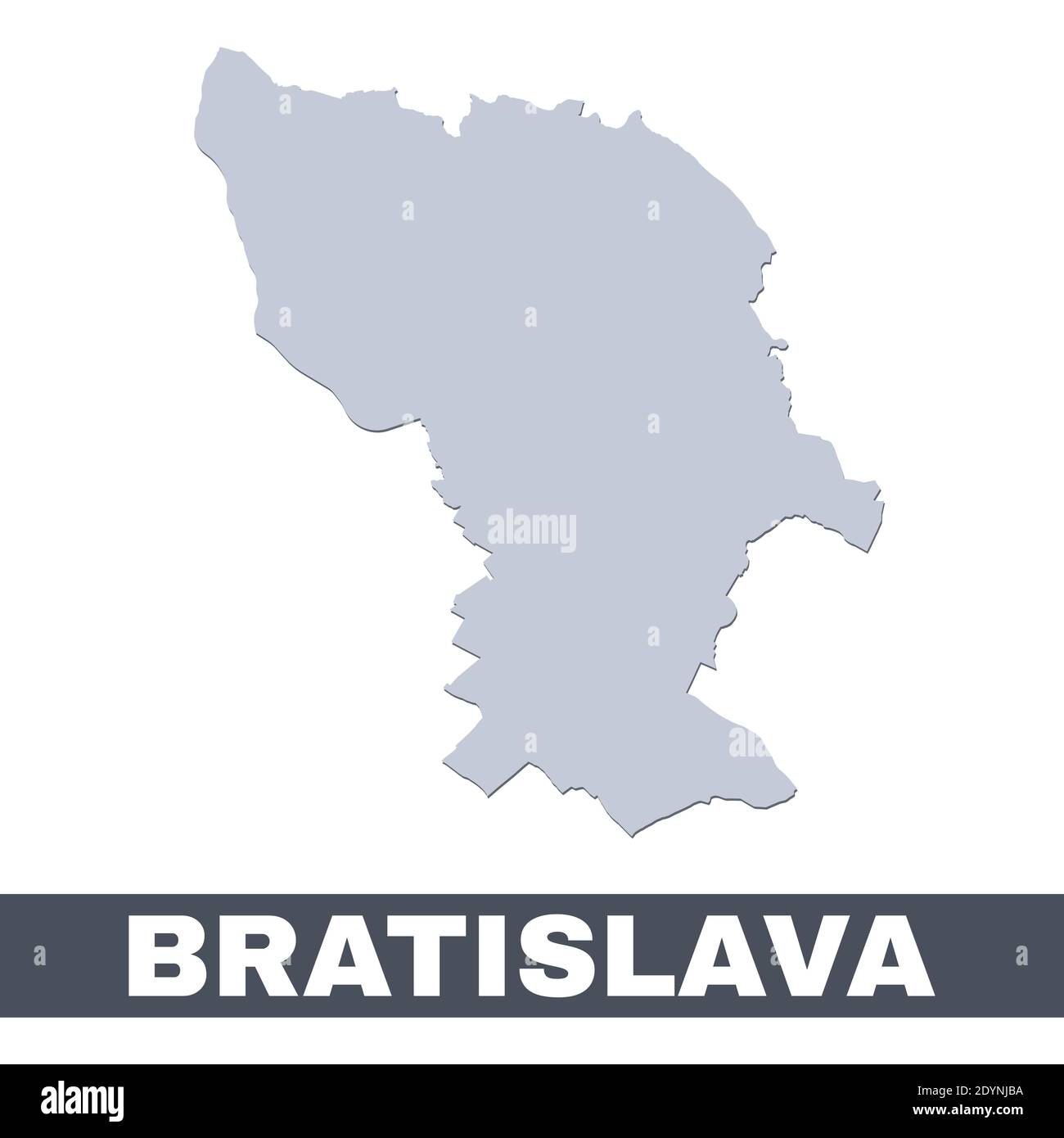 Bratislava outline map. Vector map of Bratislava city area within its ...