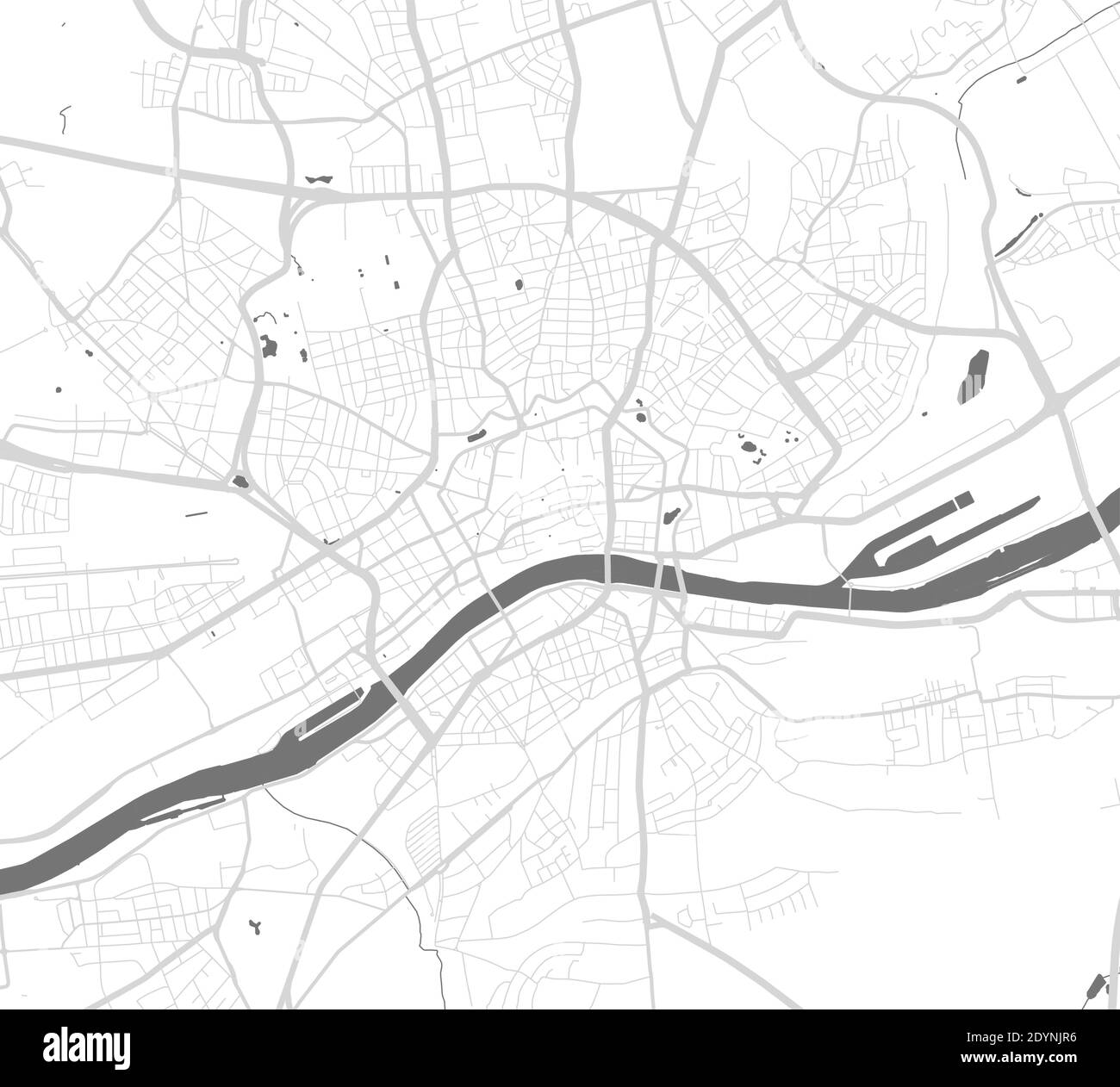 Urban city map of Frankfurt. Vector illustration, map art poster. Stock Vector