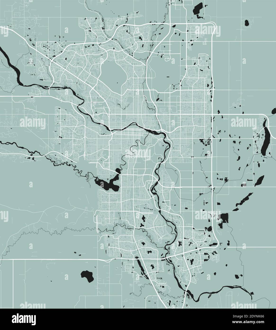 Vector map of Calgary. Street map poster illustration. Calgary map art. Stock Vector