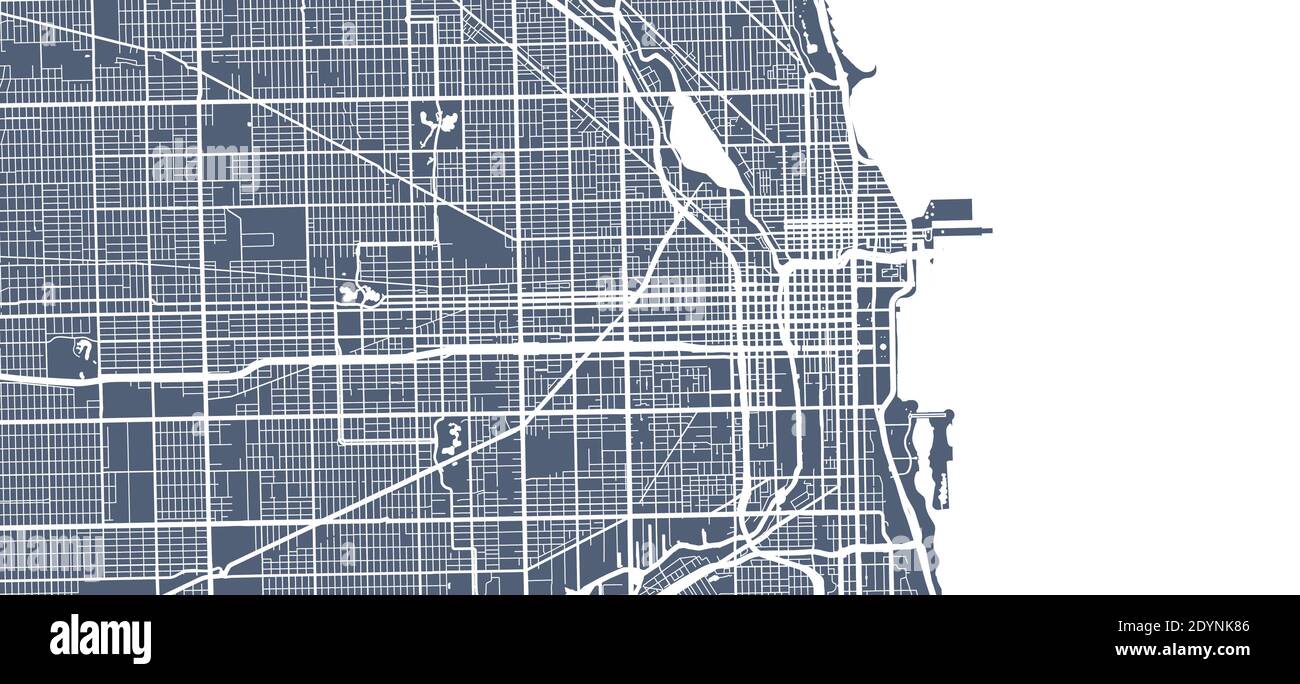 Vector map of Chicago. Street map poster illustration. Chicago map art