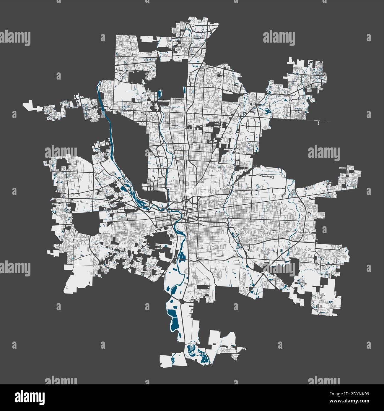 Columbus map. Detailed map of Columbus city administrative area