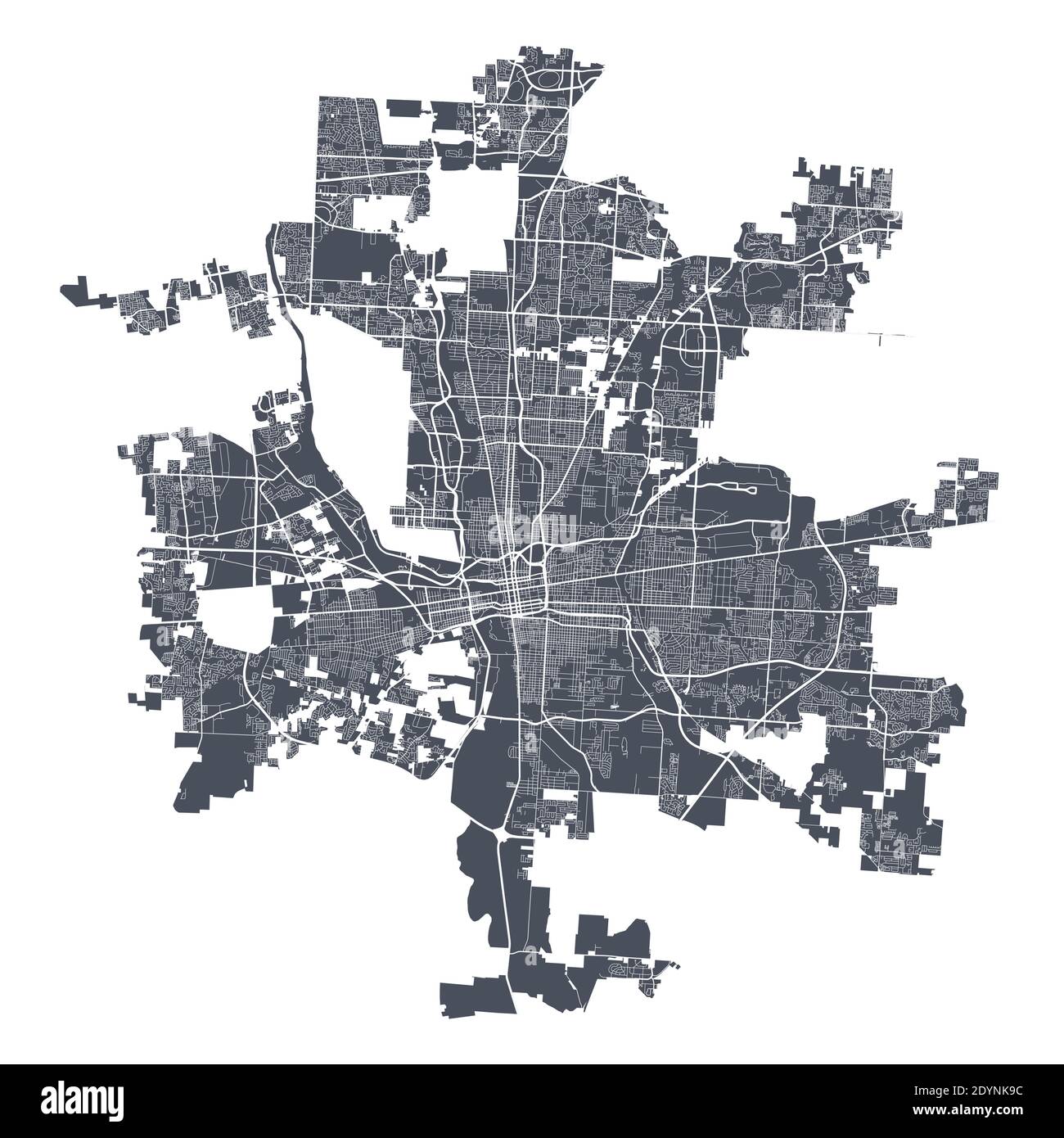 Columbus map. Detailed vector map of Columbus city administrative area
