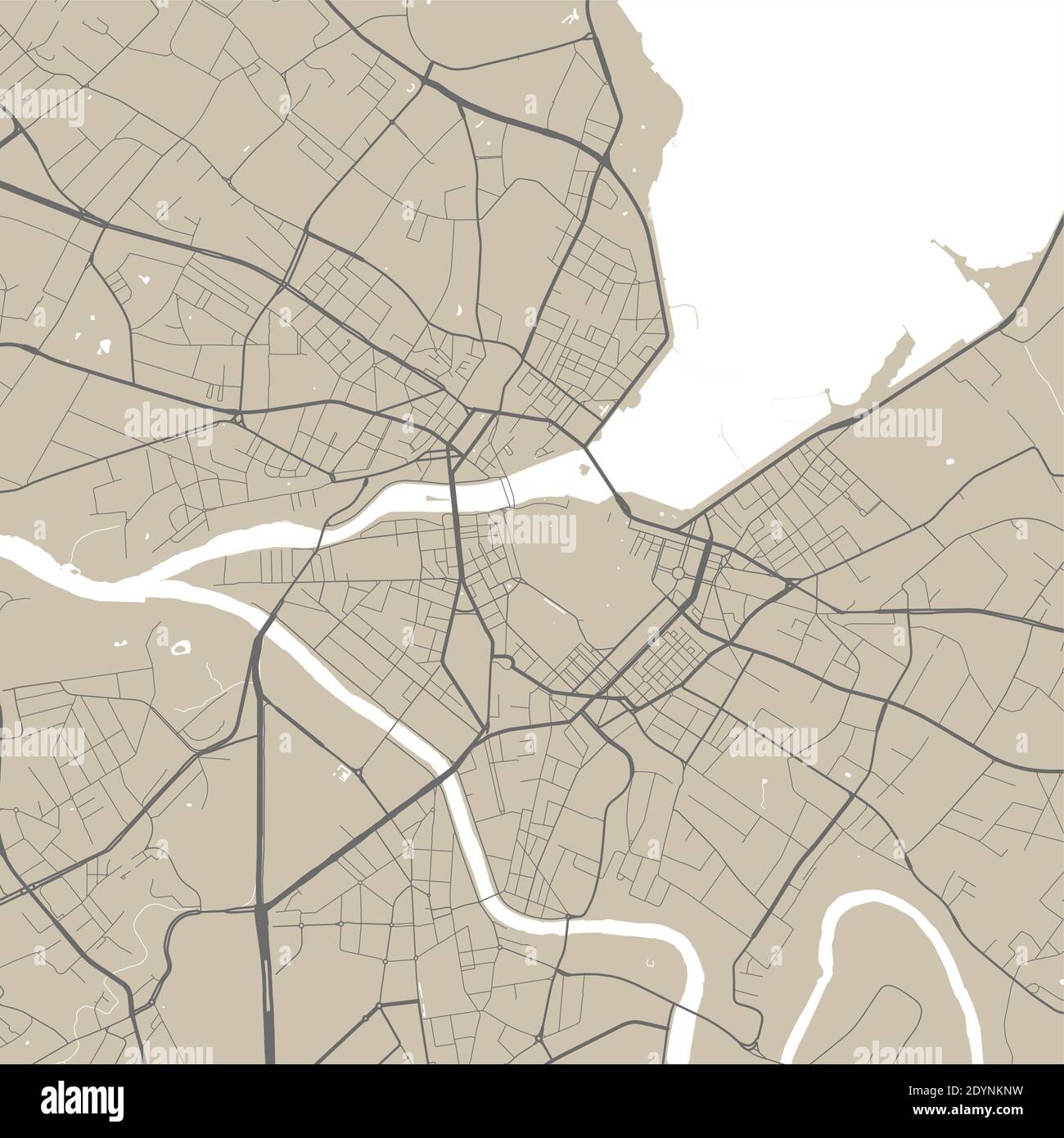 Vector map of Geneva. Street map poster illustration. Geneva map art. Stock Vector