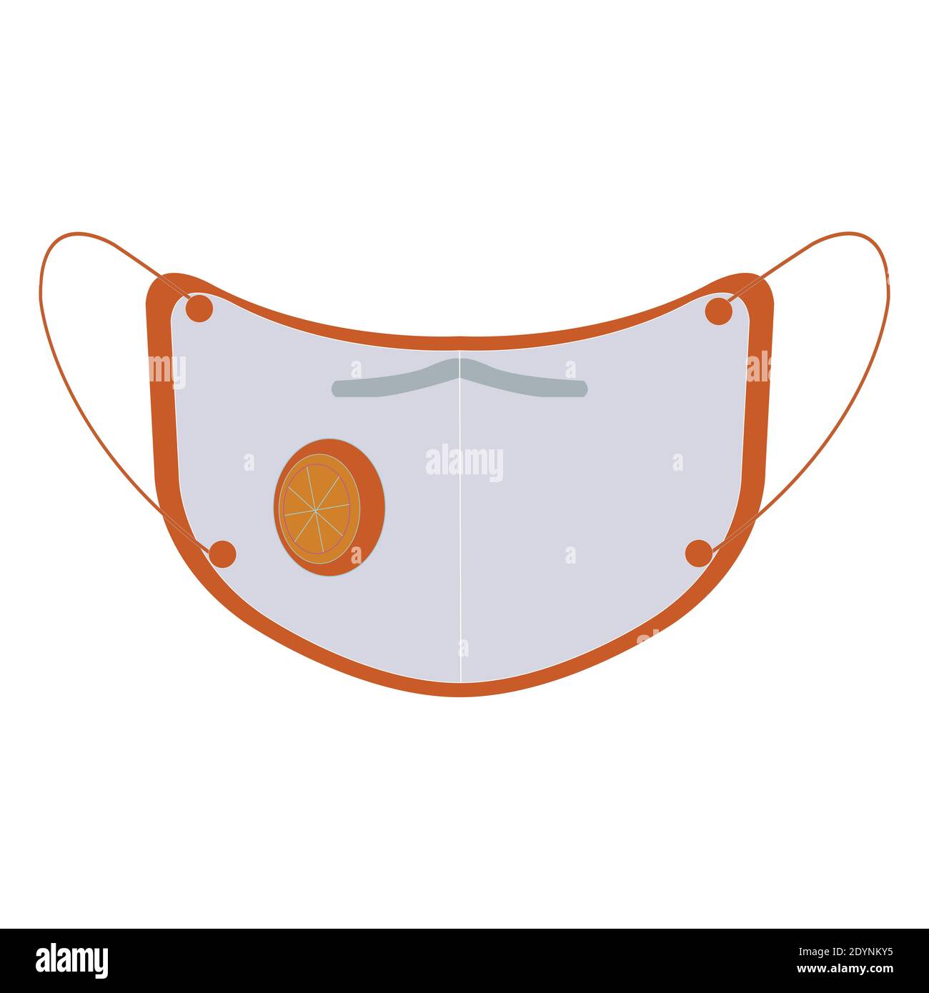 Orange face mask for covid on white backdrop Stock Vector