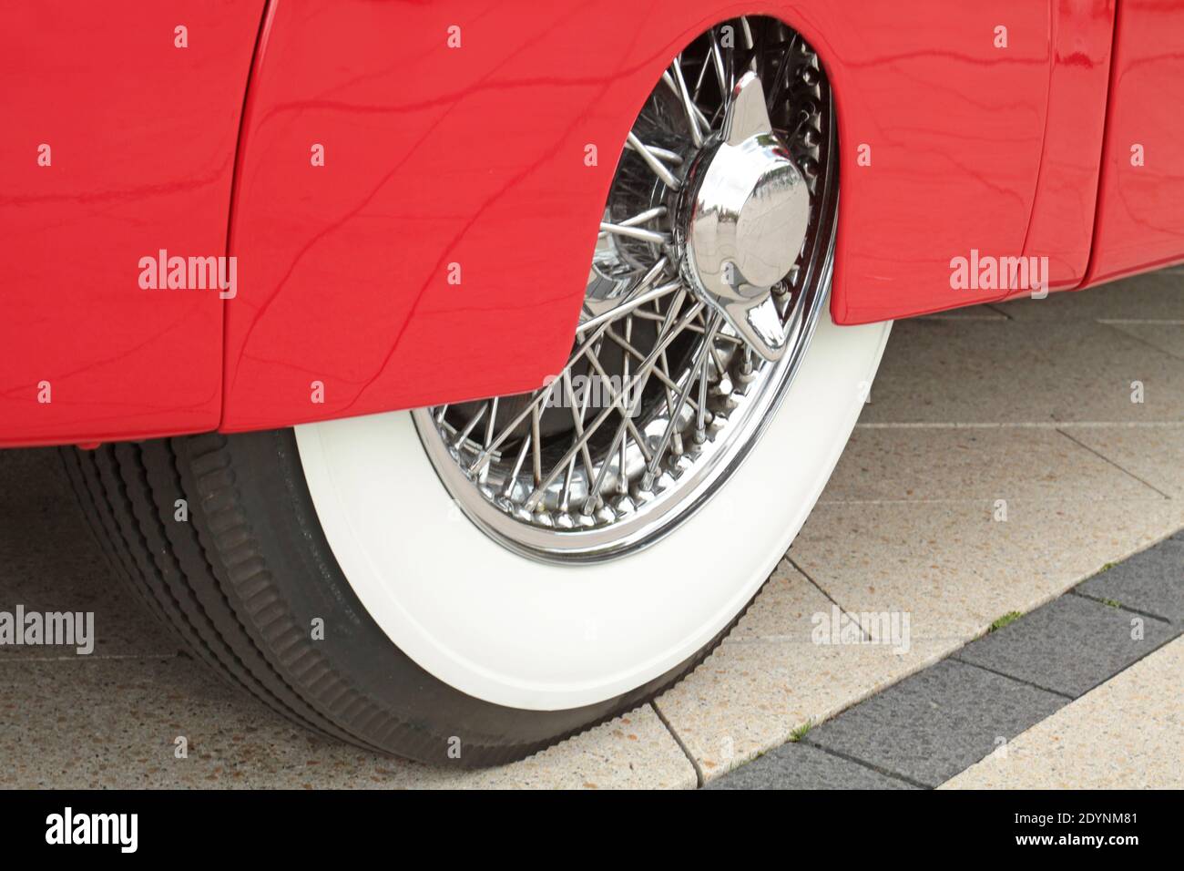 white wall tire on classic car Stock Photo