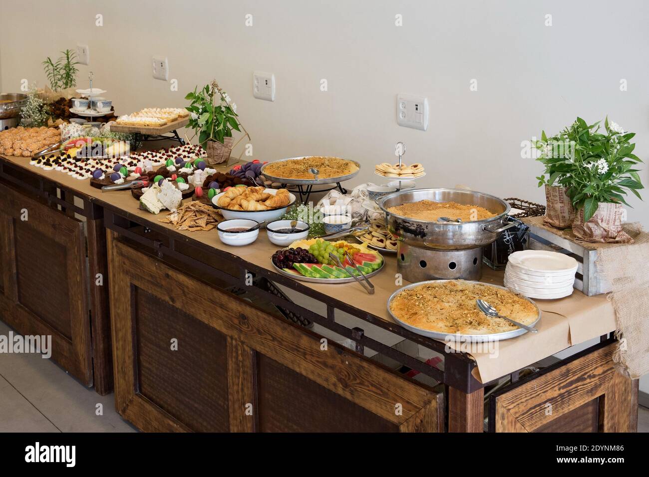 Assortment of desserts on a buffet table Stock Photo