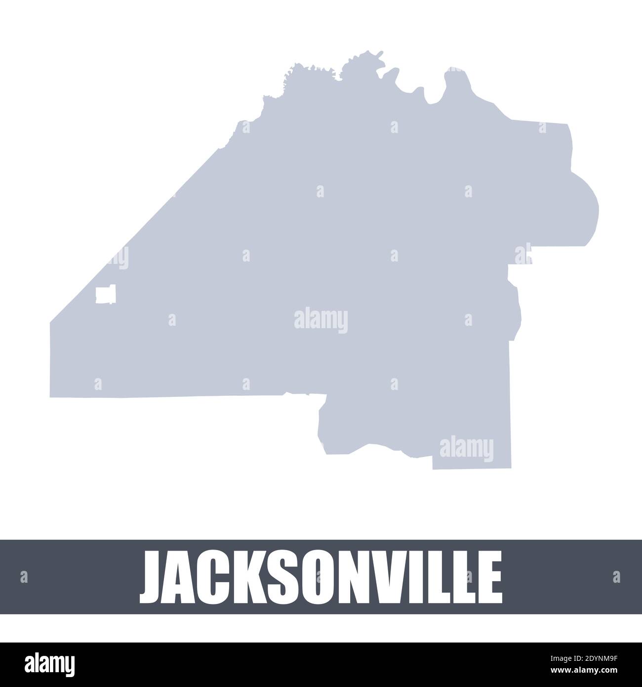 Jacksonville outline map. Vector map of Jacksonville city area within