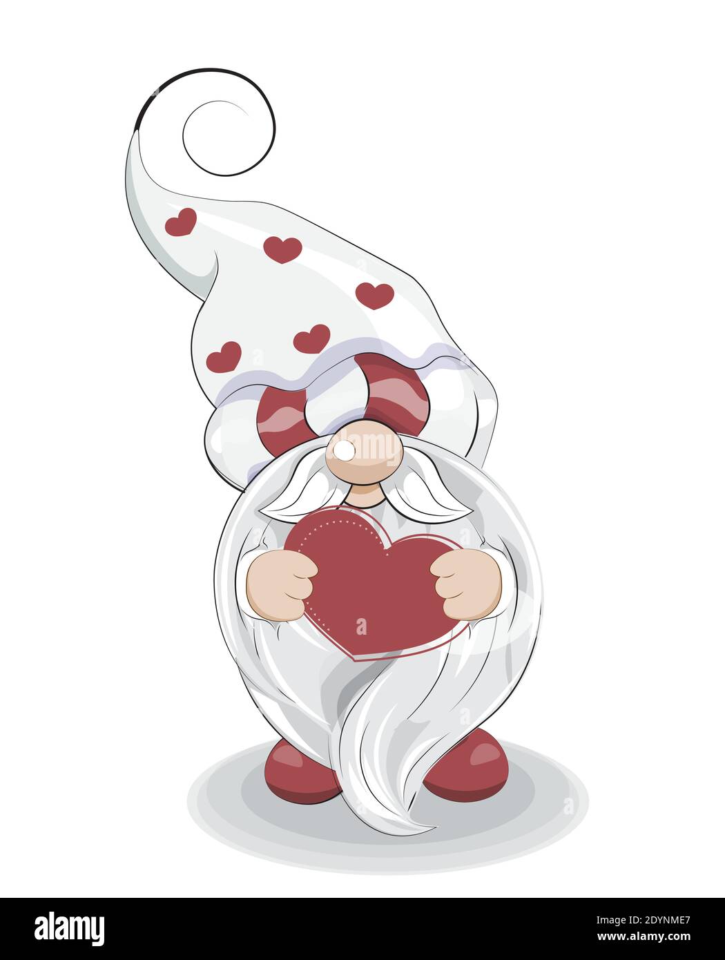 Download Valentines Day Card Cute Gnome With Heart Picture In Hand Drawing Cartoon Style For Greeting Postcard Stock Vector Image Art Alamy