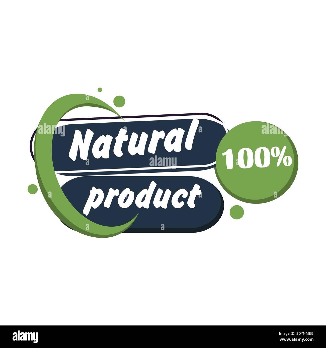 Natural product label badge green. Vector veggie packaging, health eco badge, farm sticker illustration Stock Vector