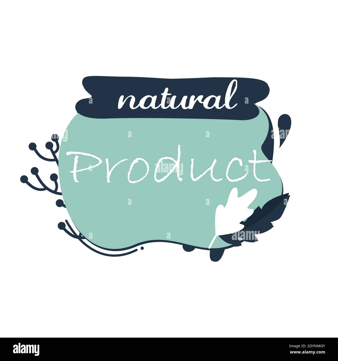 Product badge with green leaf label isolated on white. Vector farm ...