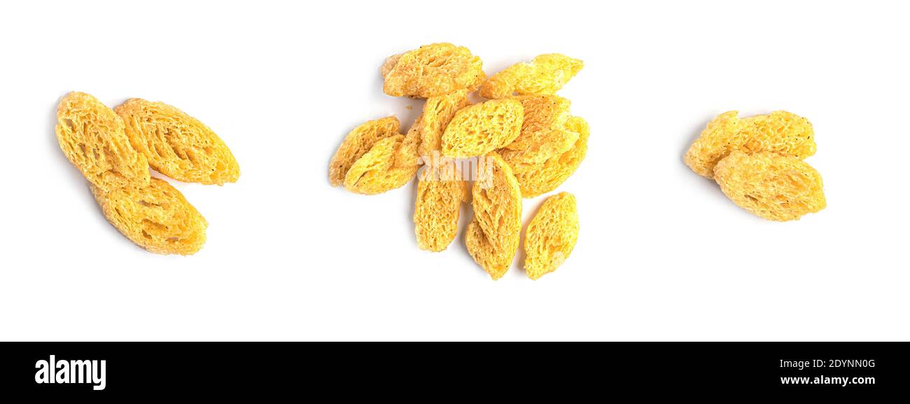 Сroutons on white background. top Stock Photo