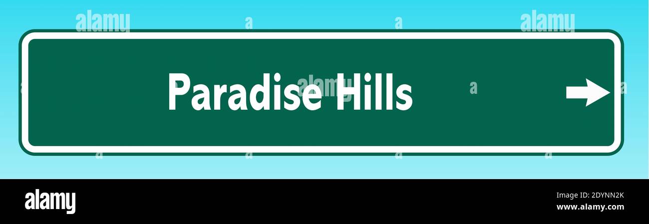 Paradise Rd Sign A graphic illlustration of an American road sign pointing to Paradise ...