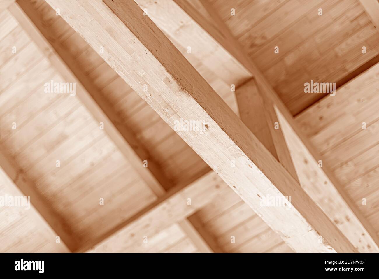 Wooden roof construction. Stock Photo