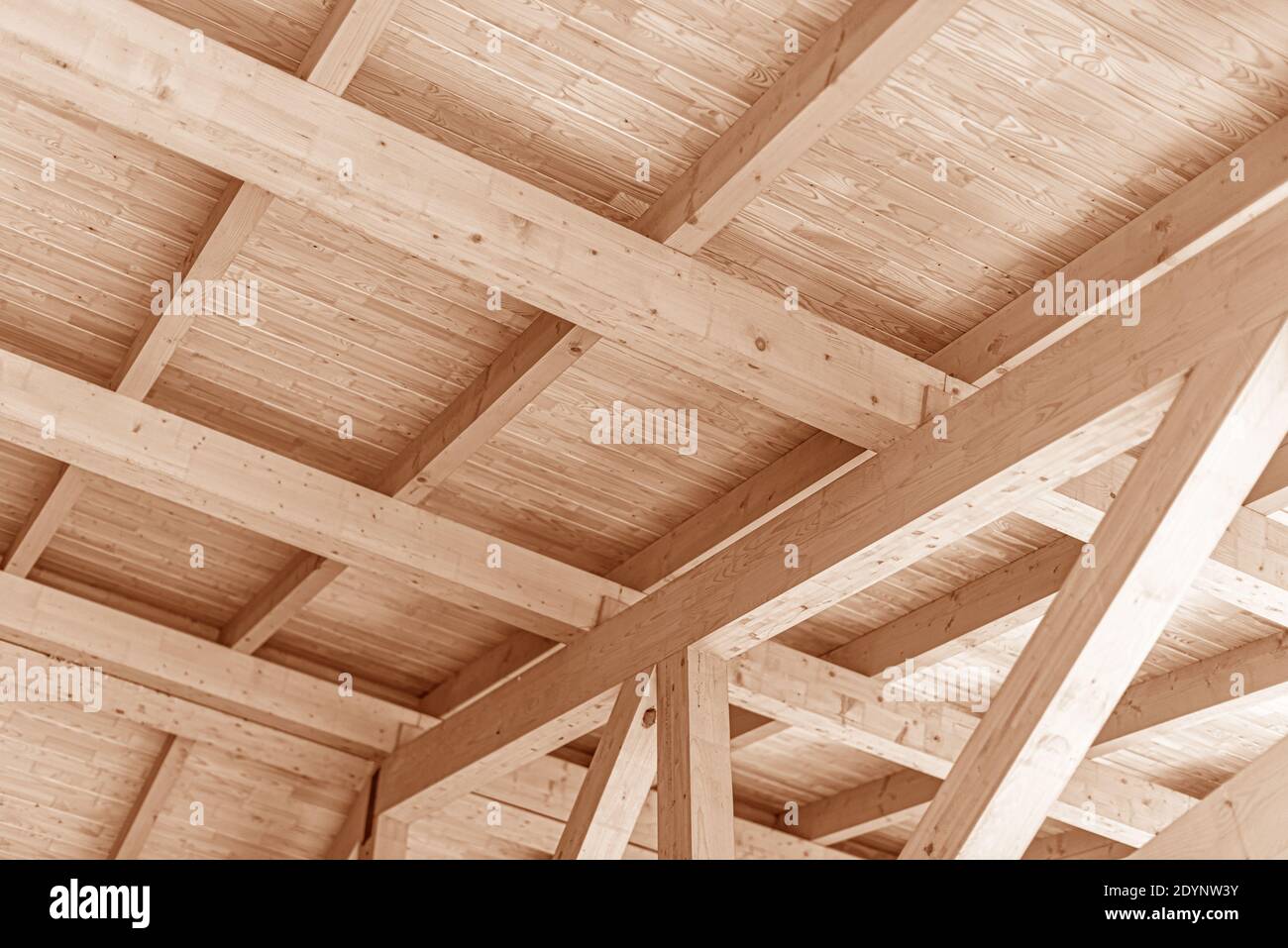 Wooden roof construction. Stock Photo