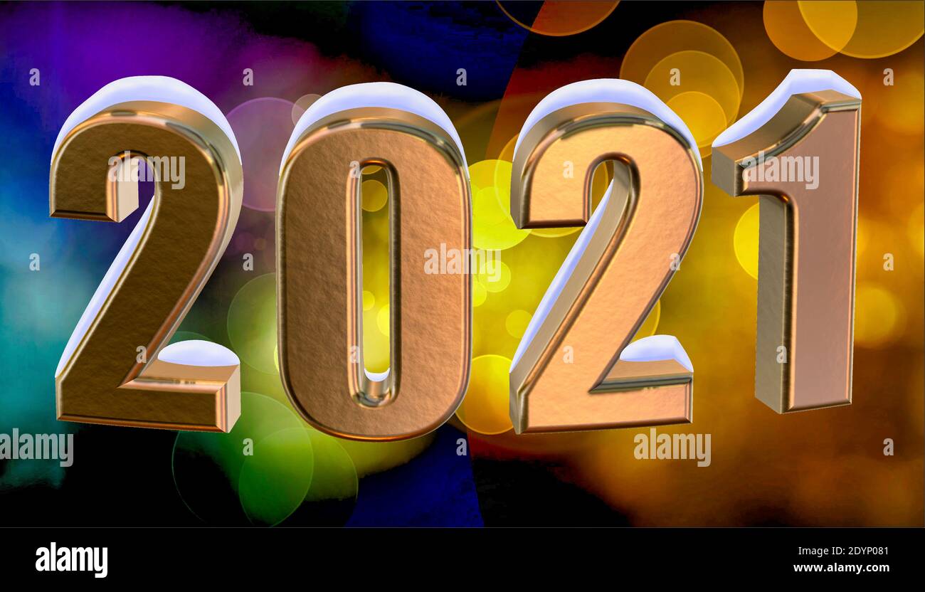 New Year Banner Isolated . Bokeh Background. 2021 golden bold letters ...