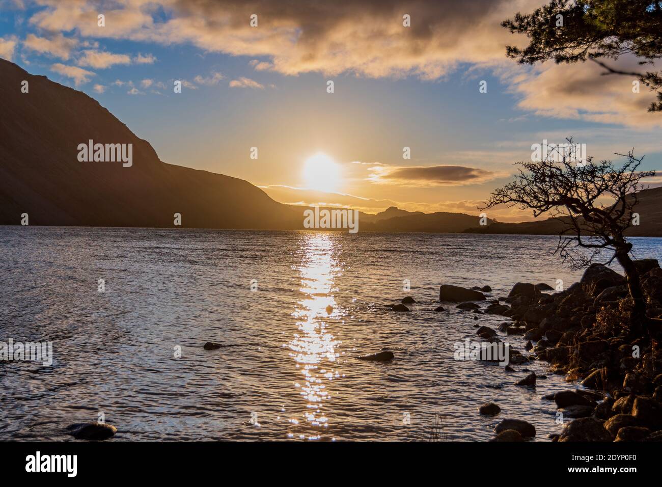Sunset over Wast Water in the Lake District Stock Photo
