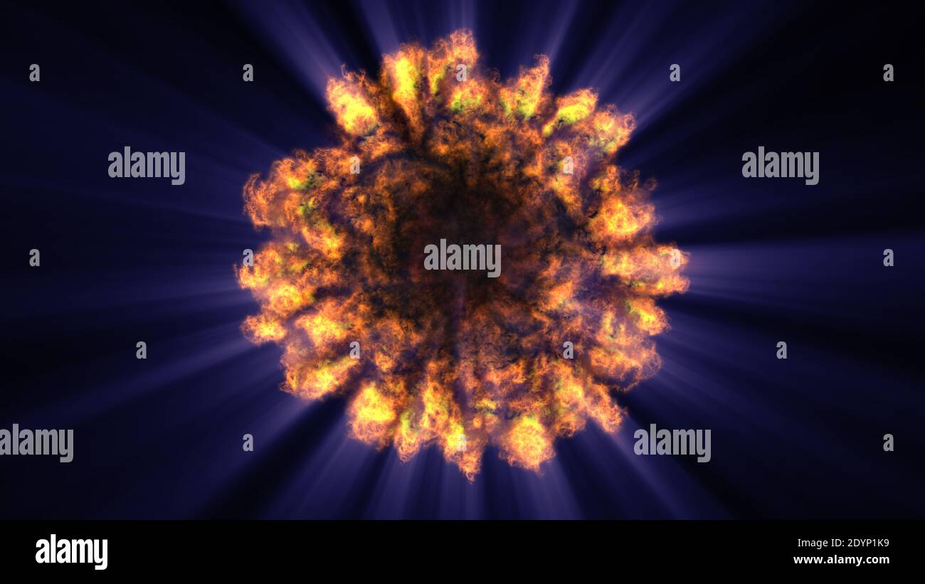 fire flame ball explosion in space, abstract illustration Stock Photo ...