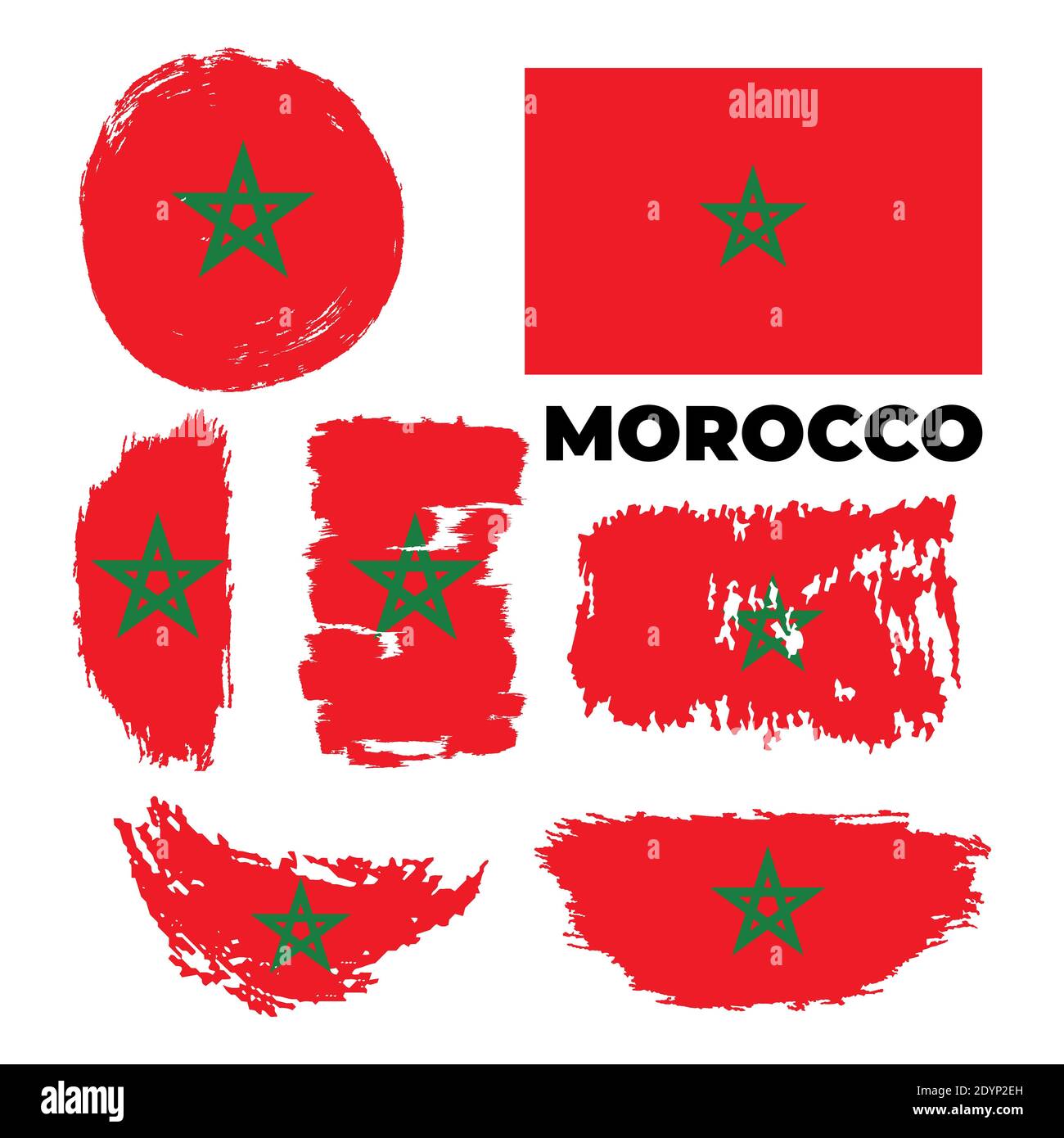 Flag of Morocco. Hand Painted with Brush. Vector Illustration. Stock Vector