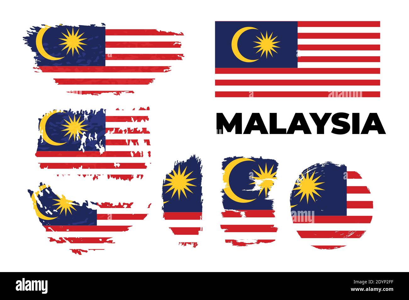 Vector Illustration Malaysia flag with brush stroke background Stock Vector