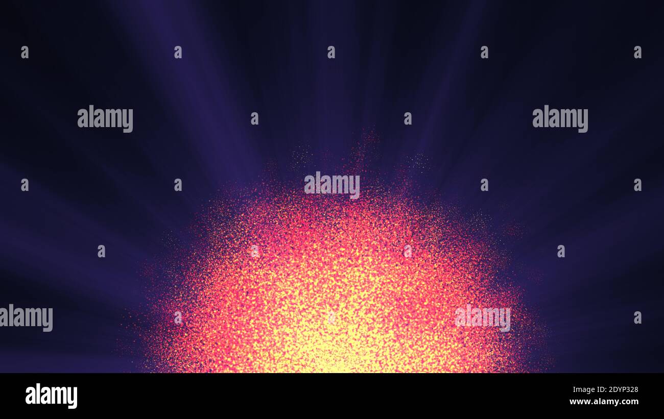 Abstract particles sun solar flare particles illustration 3d render Stock Photo