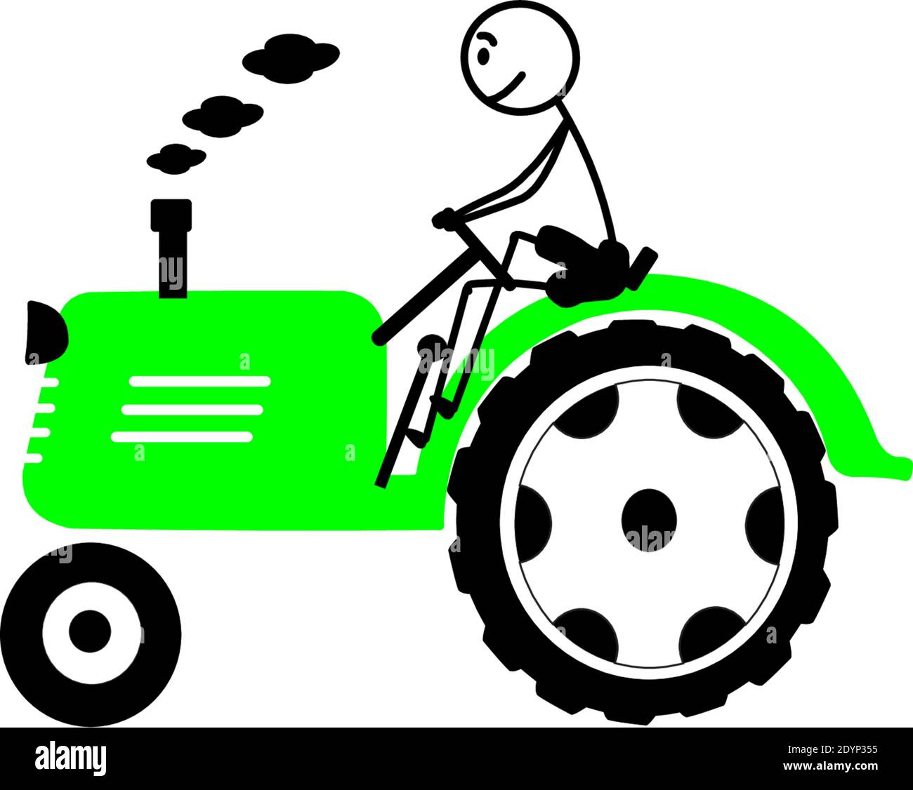Farm tractor for farmer or child with stickmen Stock Vector