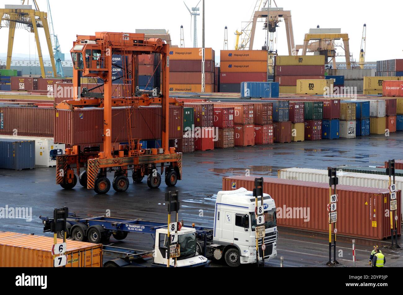 Container Lorries & Cargo Ships at Seaforth Dock, Port of Liverpool and ...
