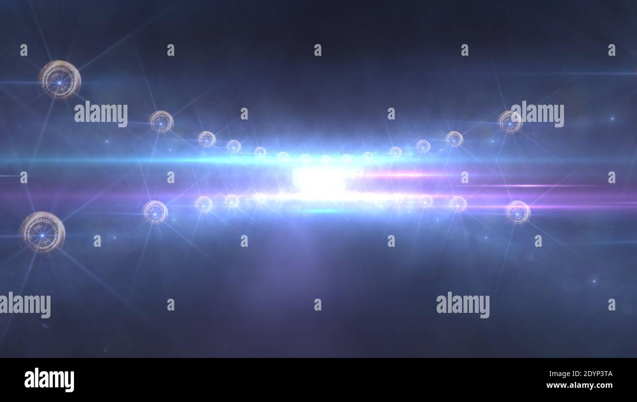 Bright stadium arena lighting spotlight 3d illustration render Stock