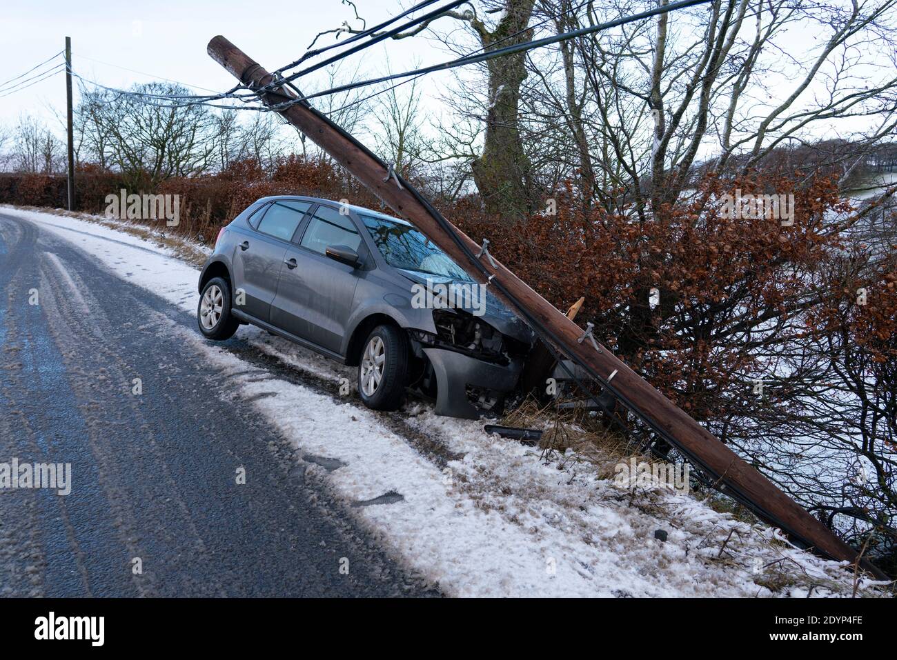 Blyth Bridge, Scotland, UK. 27 December 2020. Road traffic accident