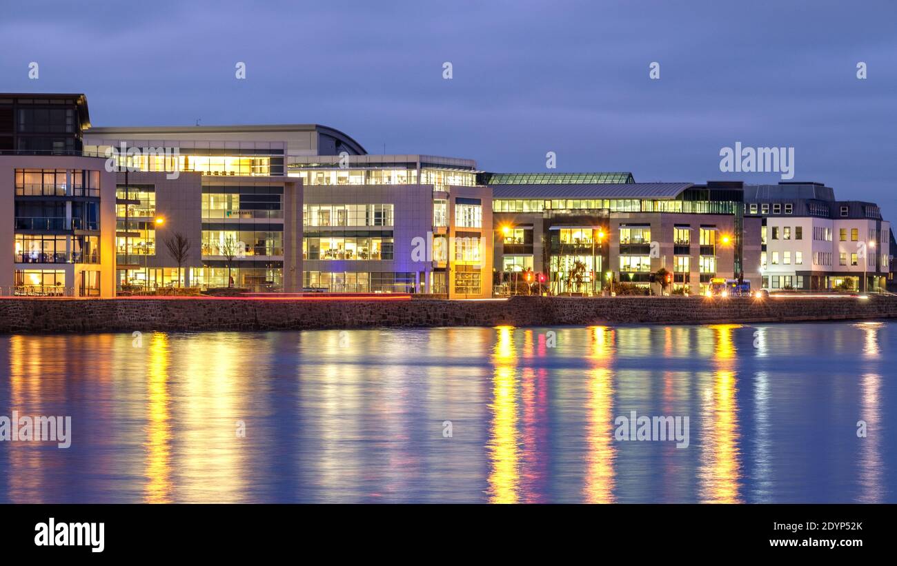 office lights across the water Stock Photo