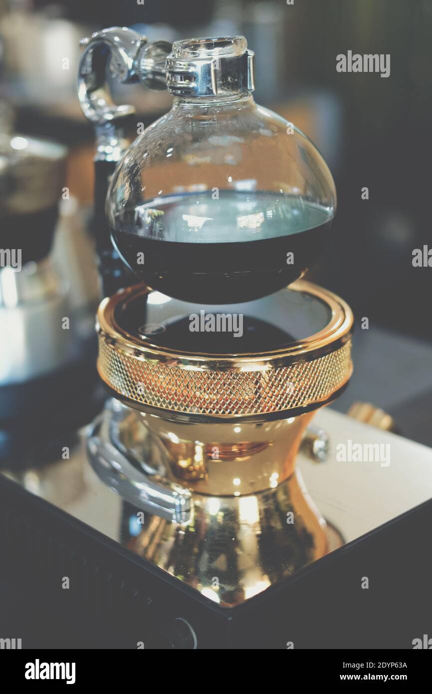 coffee boiler kettle pot. making brewing coffee in cafe Stock Photo Alamy