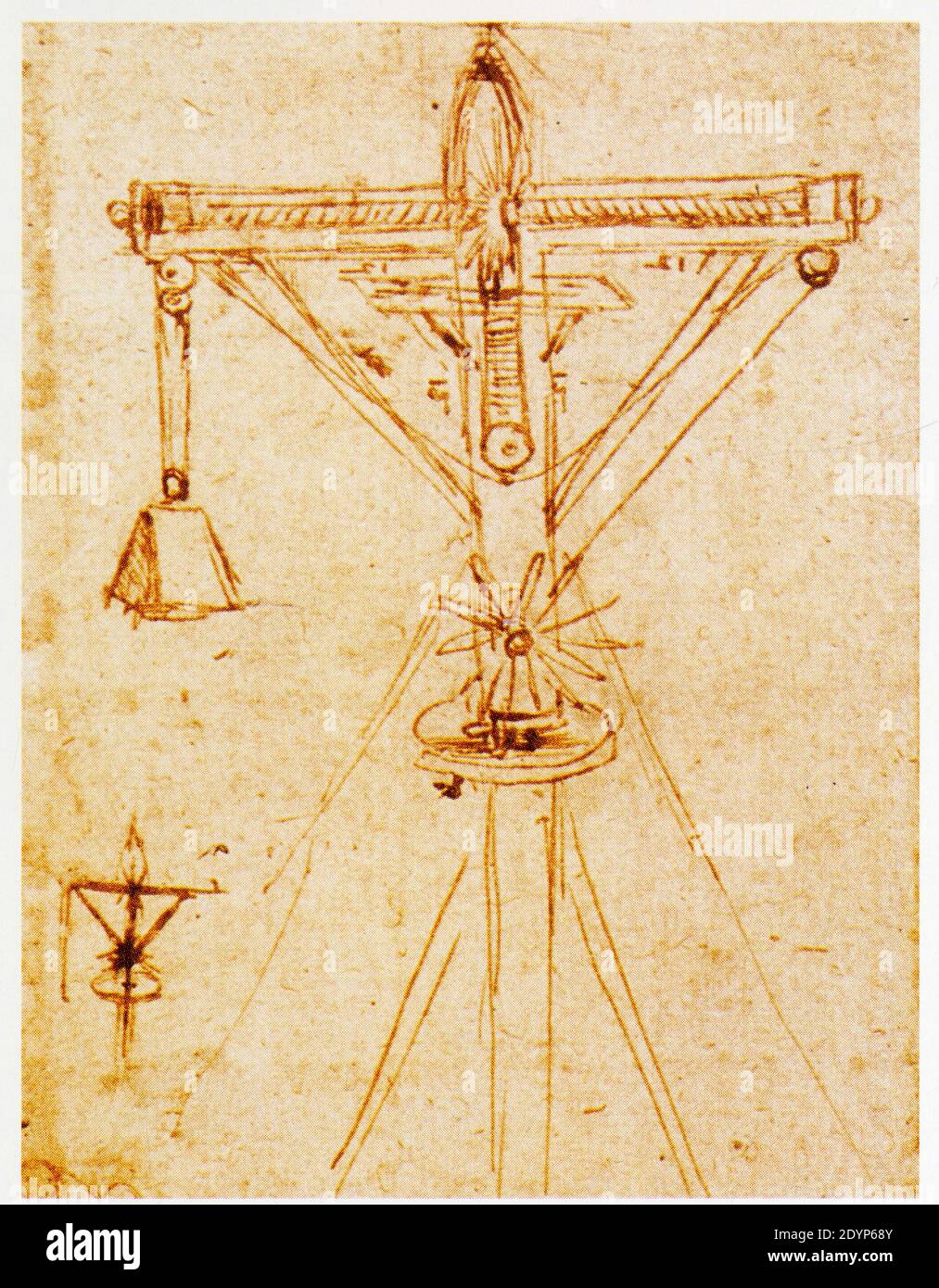 Leonardo da Vinci.La grue avec treuil de Brunelleschi Stock Photo - Alamy